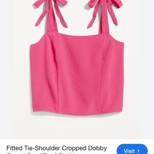 Pink Tie-Shoulder Cropped Top